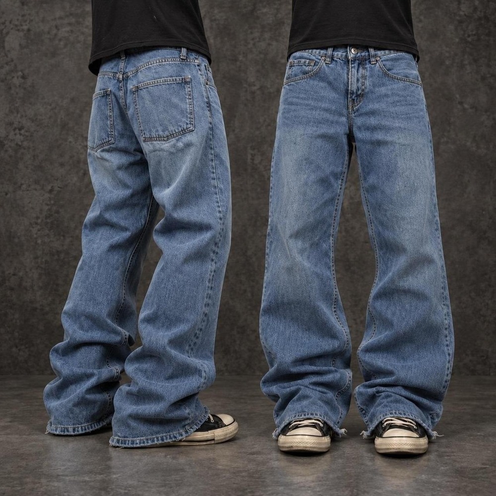 32x30 Blue Baggy Bootcut Jeans Y2K Vintage